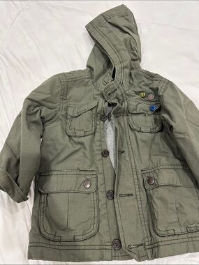 Old Navy Olive Green Hooded Utility Jacket for Kids